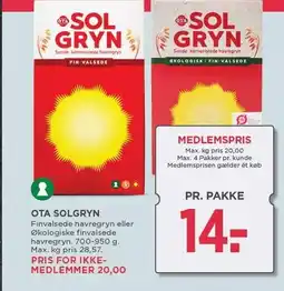 MENY OTA SOLGRYN tilbud