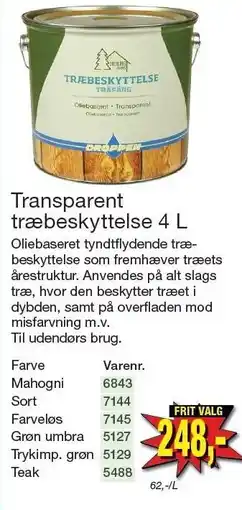 Harald Nyborg DROPPEN Transparent træbeskyttelse 4 L tilbud