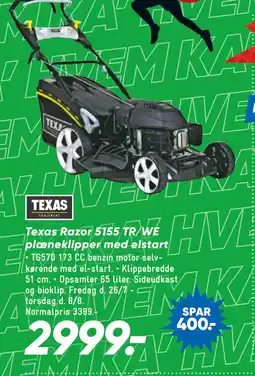 Bilka Texas Razor 5155 TR/WE plæneklipper med elstart tilbud