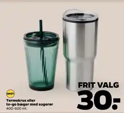 Netto Termokrus eller to-go bæger med sugerør tilbud