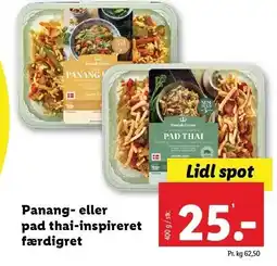 Lidl Panang- eller pad thai-inspireret færdigret tilbud