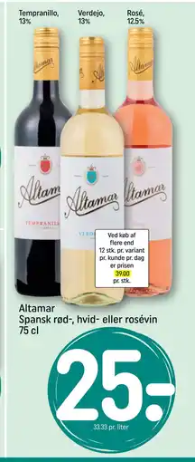 REMA 1000 Altamar Spansk rød-, hvid- eller rosévin 75 cl tilbud
