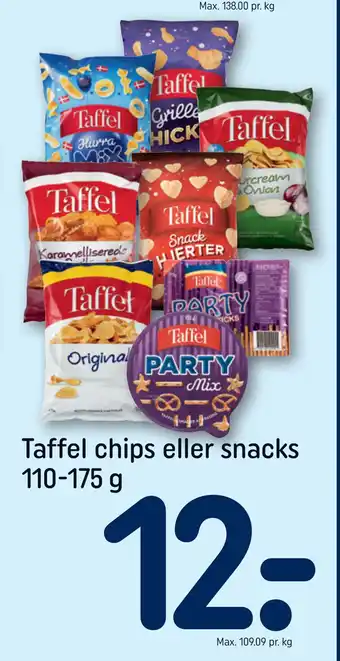 REMA 1000 Taffel chips eller snacks 110-175 g tilbud