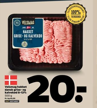 Netto Velsmag hakket dansk grise- og kalvekød 8-12% tilbud