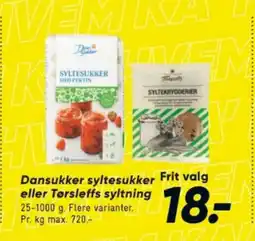 Dansukker syltesukker eller Tørsleffs syltning