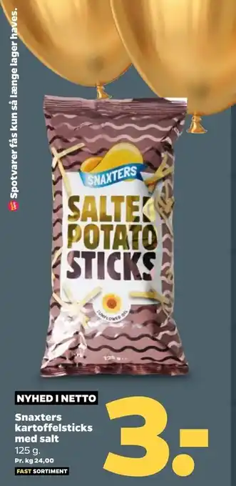 Netto Snaxters kartoffelsticks med salt tilbud