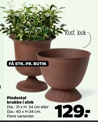 Netto Piedestal krukke i zink tilbud