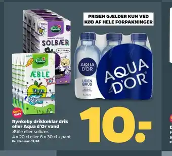 Netto Rynkeby drikkeklar drik eller Aqua d'Or vand tilbud
