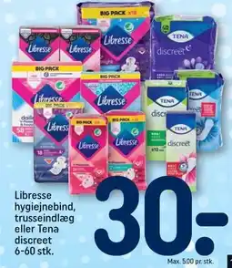 REMA 1000 Libresse Hygiejnebind, trusseindlæg eller Tena Discreet tilbud