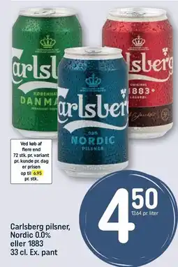REMA 1000 Carlsberg pilsner, Nordic 0,0% eller 1883 tilbud