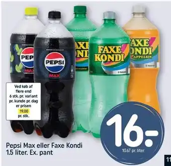 REMA 1000 Pepsi Max eller Faxe Kondi tilbud