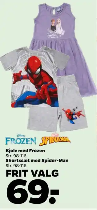 Netto Kjole med Frozen Shortssæt med Spider-Man tilbud