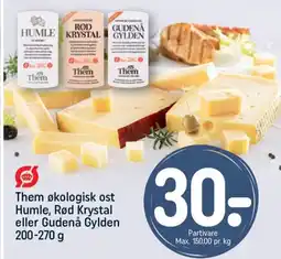 REMA 1000 Them økologisk ost Humle, Rød Krystal eller Gudenå Gylden 200-270 g tilbud