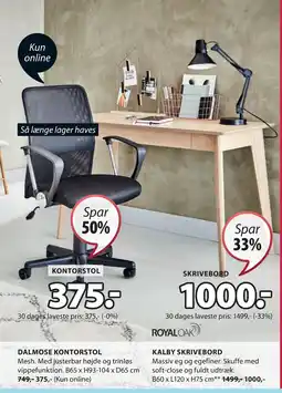 JYSK KALBY SKRIVEBORD tilbud