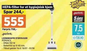 Power LEDNINGSFRI STØVSUGER tilbud