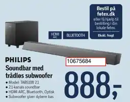 Føtex Soundbar med trådløs subwoofer tilbud