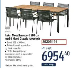 Føtex F.eks. Mood havebord 208 cm med 6 Mood Classic havestole tilbud