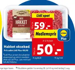 Lidl Hakket oksekød 8-12% tilbud
