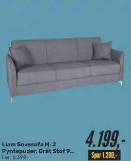 Liam Sovesofa M. 2 Pyntepuder, Grȧt Stof 9...