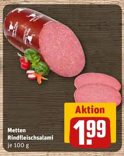 REWE DE Metten Rindfleischsalami je 100 g tilbud