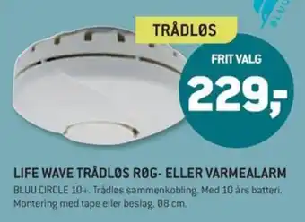 XL-BYG LIFE WAVE TRÅDLØS RØG- ELLER VARMEALARM tilbud