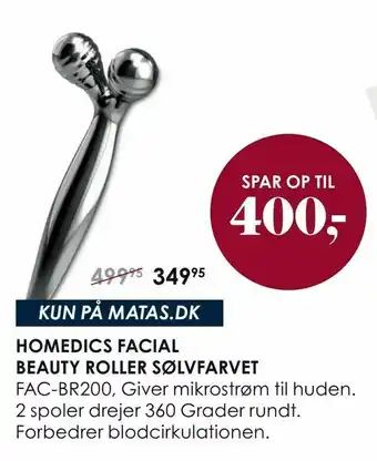 Matas Homedics facial beauty roller sølvfarvet tilbud