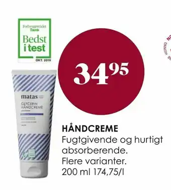 Matas Håndcreme tilbud