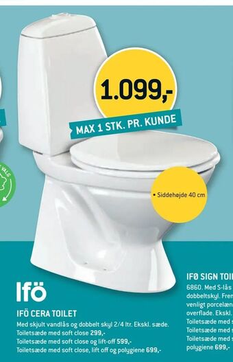 XL-BYG Ifö cera toilet tilbud