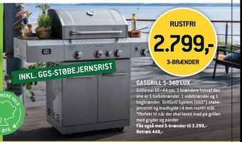 XL-BYG GASGRILL S-340 LUX tilbud