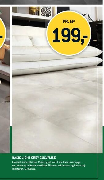 Basic light grey gulvflise