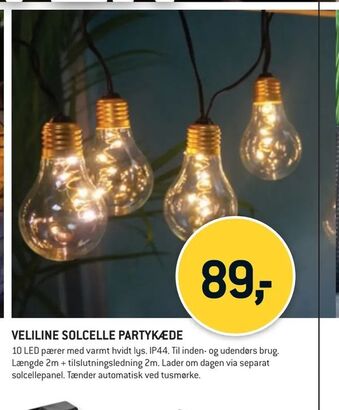 XL-BYG Veliline solcelle partykæde tilbud