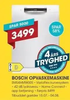 Punkt1 BOSCH OPVASKEMASKINE tilbud