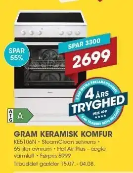 Punkt1 GRAM KERAMISK KOMFUR tilbud