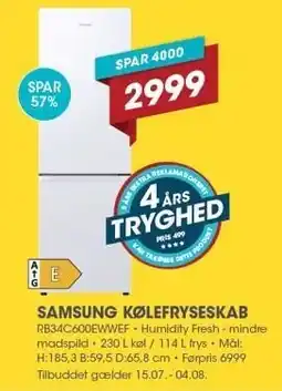 Punkt1 SAMSUNG KØLEFRYSESKAB tilbud