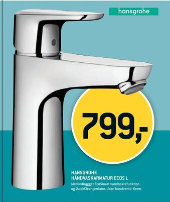 XL-BYG Hansgrohe håndvaskarmatur ecos l tilbud