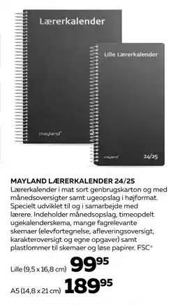 Bog & idé MAYLAND LÆRERKALENDER 24/25 tilbud