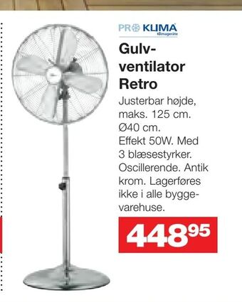 Bauhaus Gulvventilator Retro tilbud