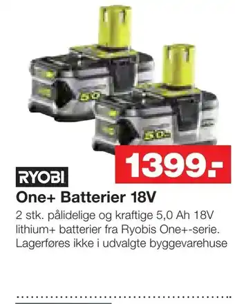 Bauhaus One+ Batterier 18V tilbud