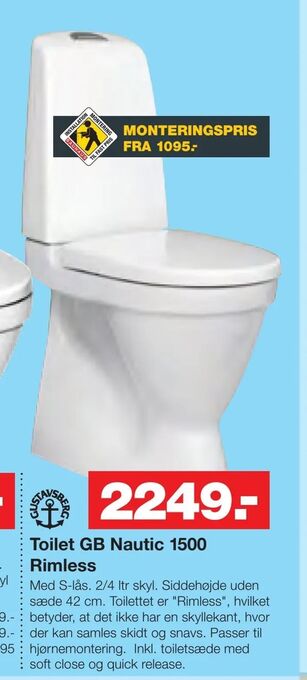 Bauhaus Toilet GB Nautic 1500 Rimless tilbud
