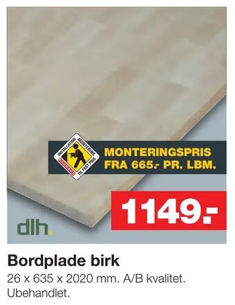 Bauhaus Bordplade birk tilbud