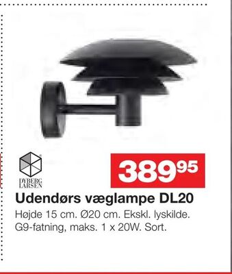 Bauhaus Udendørs væglampe DL20 tilbud
