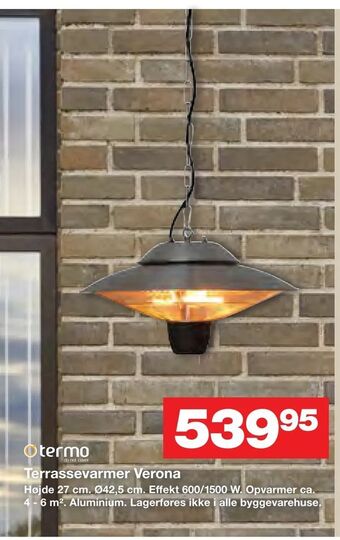 Bauhaus Terrassevarmer Verona tilbud