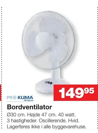 Bauhaus Bordventilator tilbud