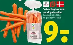 Coop 365 365 økologiske små snack gulerødder Danmark, kl. I. 250 g. tilbud