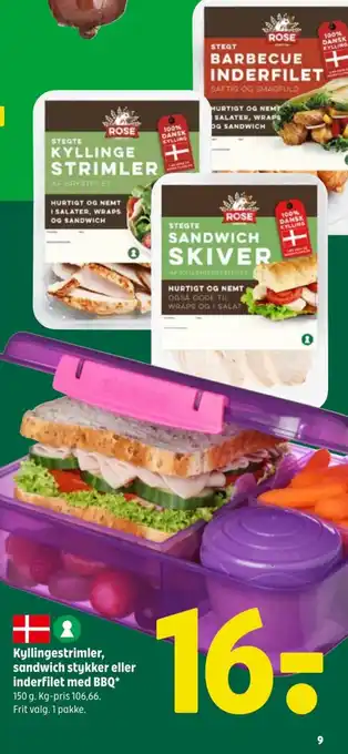 Coop 365 Kyllingestrimler, sandwich stykker eller inderfilet med BBQ tilbud