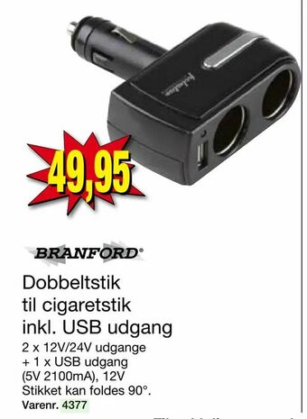 Harald Nyborg Dobbeltstik til cigaretstik inkl. USB udgang tilbud