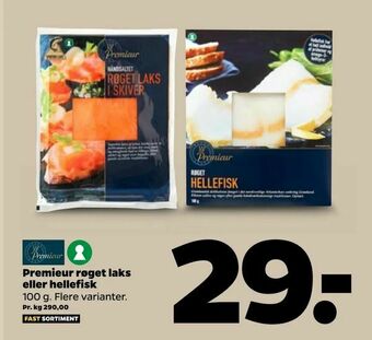 Netto Premieur røget laks eller hellefisk tilbud
