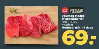 Netto Velsmag steaks af okseinderlår tilbud