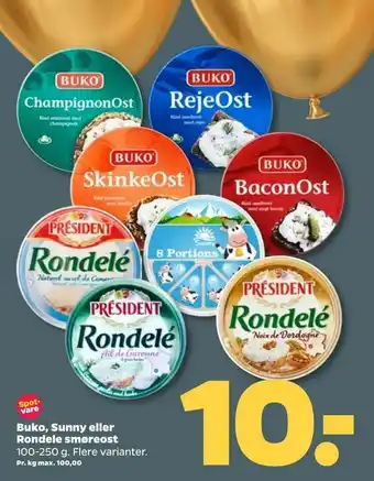 Netto Buko, Sunny eller Rondele smøreost tilbud
