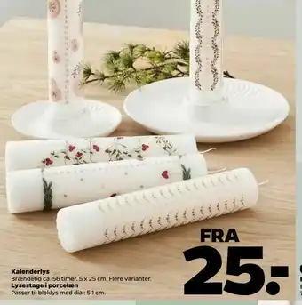 Netto Kalenderlys Lysestage i porcelæn tilbud